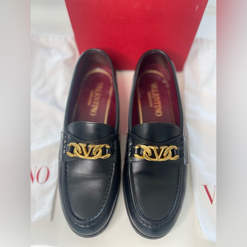Valentino Black & Gold Loafers